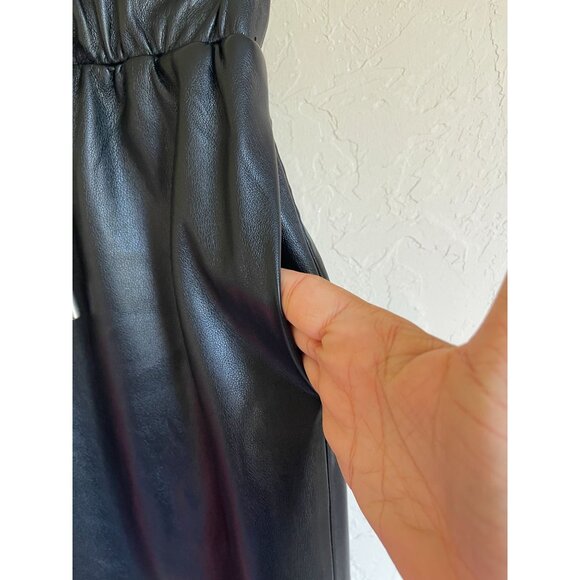 Evereve Jules Faux Leather Pants Women's Small black loose baggy elastic Drawstr - Picture 8 of 12